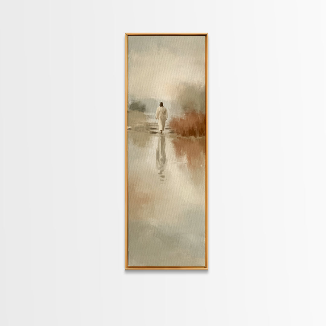 Eternal Dawn Steps – Framed Canvas Print – Christian Wall Art – Tall Skinny Art Print – Jesus Painting – Christian Christmas Art – Framed C