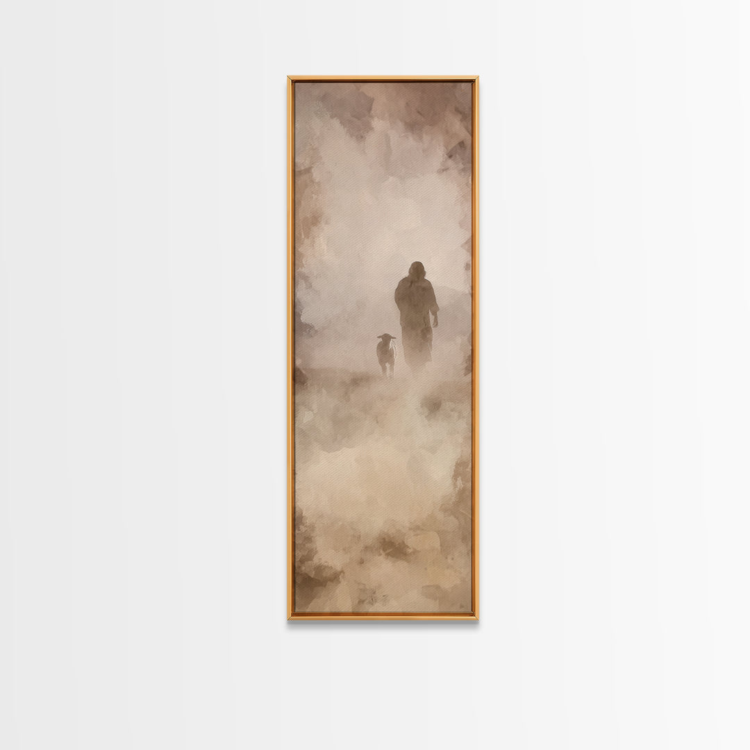 Autumn Shepherd Calm, Framed Canvas Print, Skinny Art, Christian Art Canvas, Jesus Painting, Christian Wall Art, Christmas Art