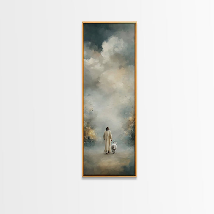 Fields Of Peace, Framed Canvas Print, Tall Narrow Wall Art, Christian Art, Jesus Painting, Christian Art Canvas, Christmas Art