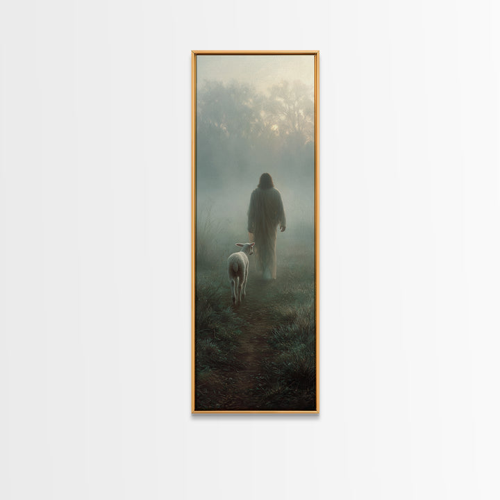 Gentle Way Home – Framed Canvas Print – Narrow Art – Christian Wall Art – Jesus Painting – Christian Art Canvas – Christmas Art