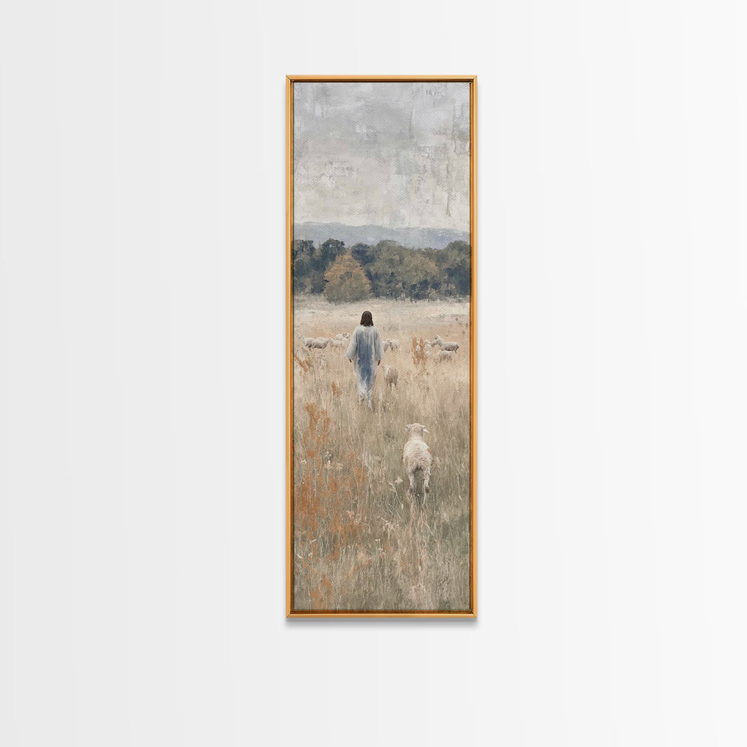 Meadow Of Light – Framed Canvas Print – Skinny Art – Christian Art Canvas – Christian Wall Art – Jesus Painting – Christmas Art