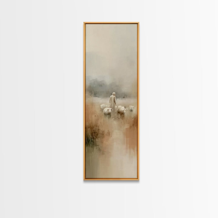 Graceful Meadow Path | Framed Canvas Print | Skinny Art | Christian Wall Art | Christian Art Canvas | Christmas Art | Jesus Painting