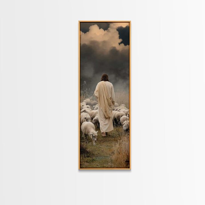Field Of Gentle Mercy – Framed Canvas Print – Tall Narrow Wall Art – Jesus Painting – Christian Art Canvas – Christian Wall Art – Christmas