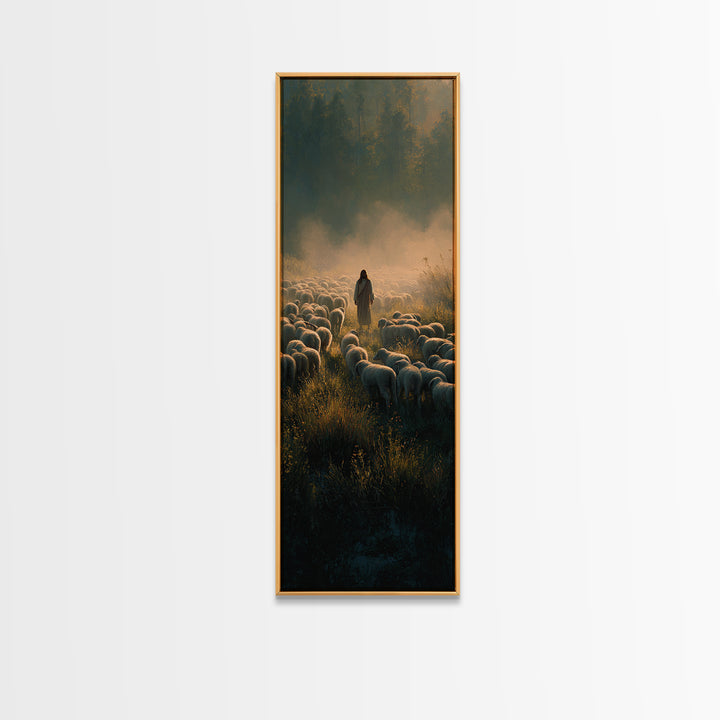 Morning Of Peace | Framed Canvas Print | Tall Skinny Art Print | Christian Art Canvas | Jesus Painting | Christian Wall Art | Christmas Art