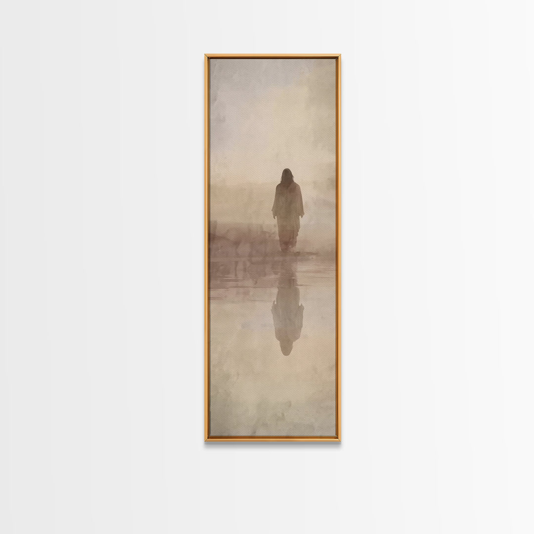 Pastures Of Renewal, Framed Canvas Print, Tall Narrow Wall Art, Christian Art Canvas, Christian Wall Art, Jesus Painting, Christmas Art