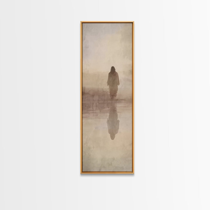 Pastures Of Renewal, Framed Canvas Print, Tall Narrow Wall Art, Christian Art Canvas, Christian Wall Art, Jesus Painting, Christmas Art