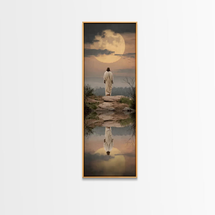Reflections Of Hope | Framed Canvas Print | Narrow Art | Christian Wall Art | Christian Art Canvas | Christmas Art | Jesus Painting