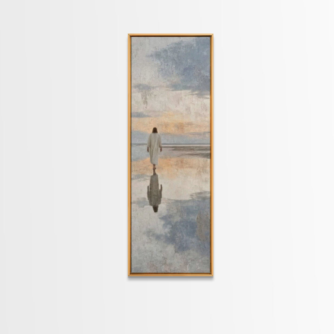 The Still Path – Framed Canvas Print – Tall Narrow Wall Art – Christian Wall Art – Jesus Painting – Christian Art Canvas – Christmas Art