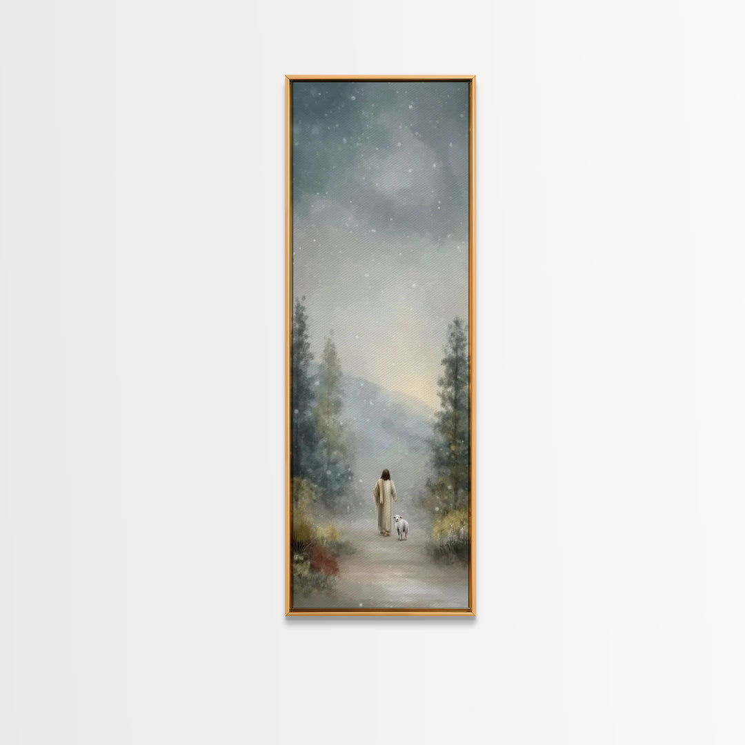 Gentle Shepherd – Framed Canvas Print – Narrow Art – Christian Art Canvas – Jesus Painting – Christian Wall Art – Christmas Art