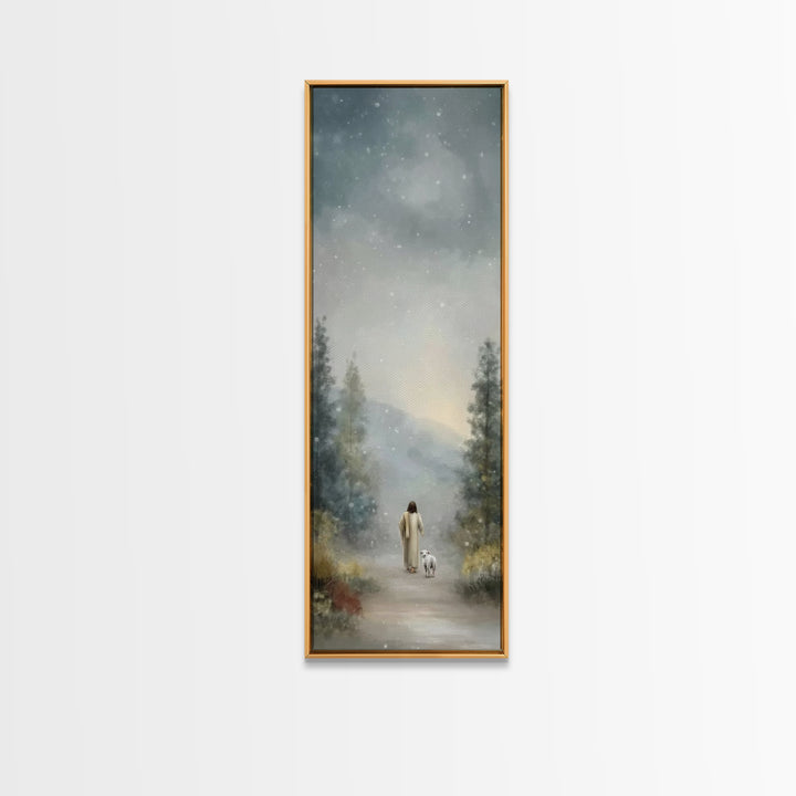 Gentle Shepherd – Framed Canvas Print – Narrow Art – Christian Art Canvas – Jesus Painting – Christian Wall Art – Christmas Art