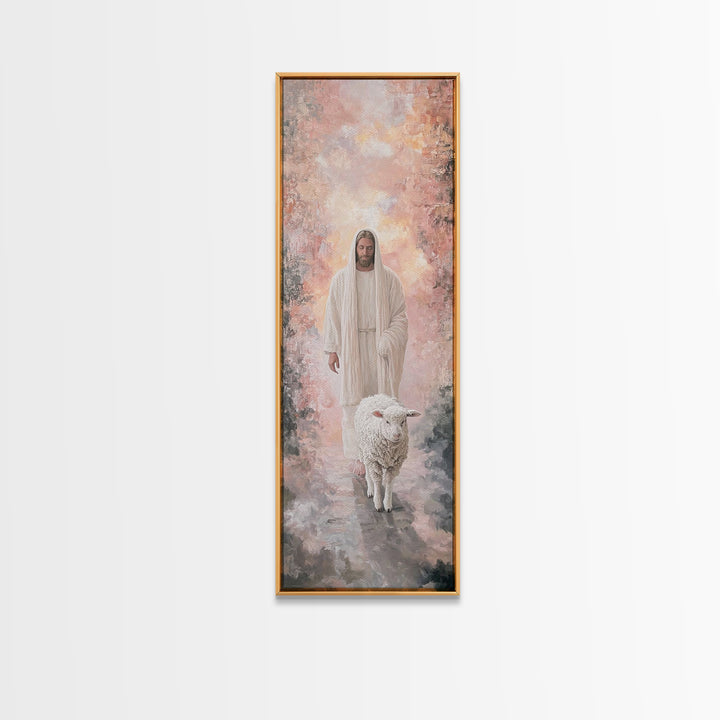 Light Of The Fold – Framed Canvas Print – Tall Skinny Art Print – Christian Art – Jesus Painting – Christian Canvas – Christian Wall Art –