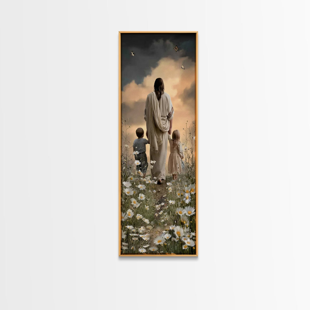 Garden Of His Care – Framed Canvas Print – Narrow Art – Christian Art Canvas – Jesus Painting – Christian Wall Art – Christian Art – Christ