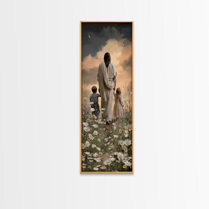 Garden Of His Care – Framed Canvas Print – Narrow Art – Christian Art Canvas – Jesus Painting – Christian Wall Art – Christian Art – Christ
