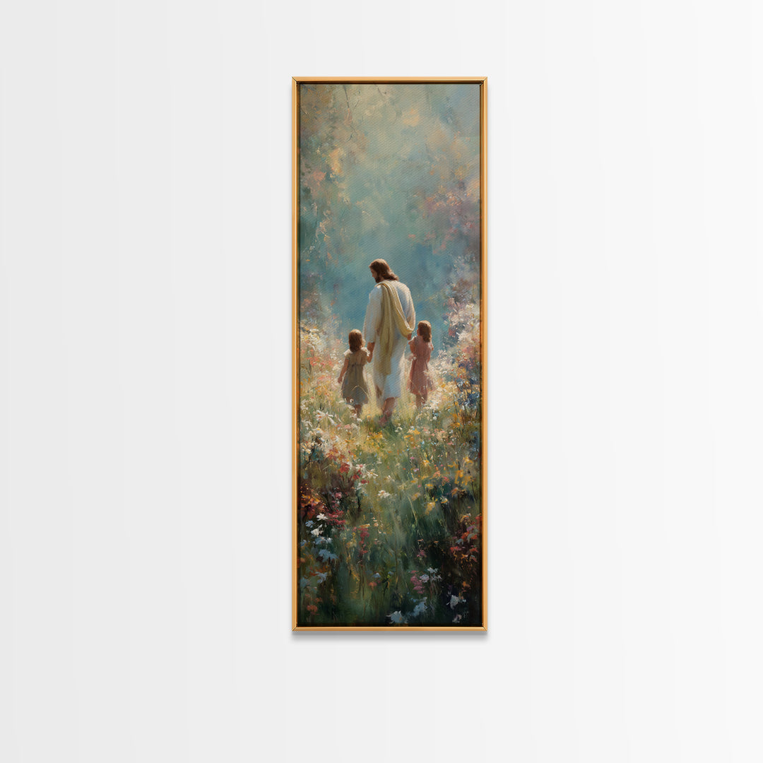 Guided By Love – Framed Canvas Print – Tall Narrow Wall Art – Christian Art Canvas – Jesus Painting – Christian Art – Christian Wall Art –
