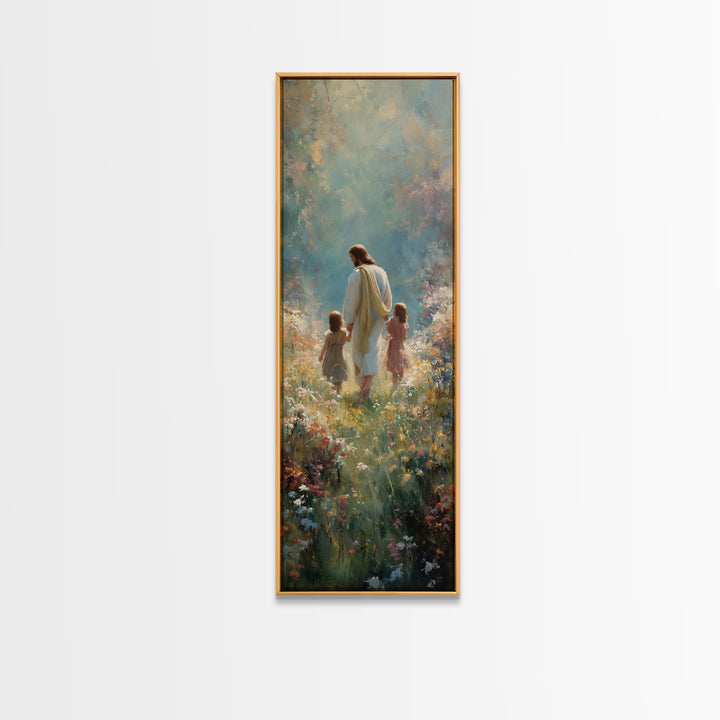 Guided By Love – Framed Canvas Print – Tall Narrow Wall Art – Christian Art Canvas – Jesus Painting – Christian Art – Christian Wall Art –