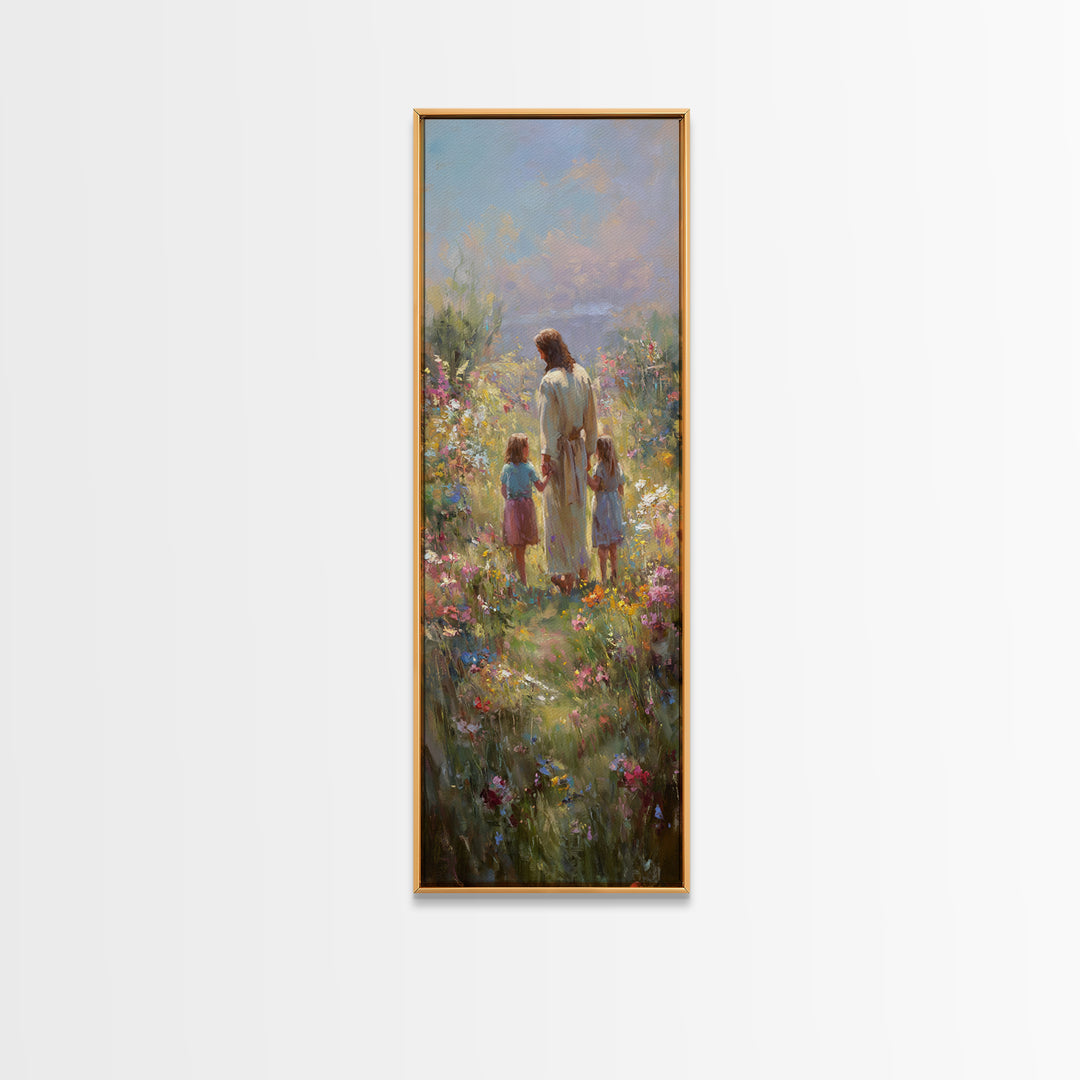 Sunlit Grace, Framed Canvas Print, Skinny Art, Christian Art Canvas, Jesus Painting, Christian Wall Art, Christian Art, Christian Gift Idea