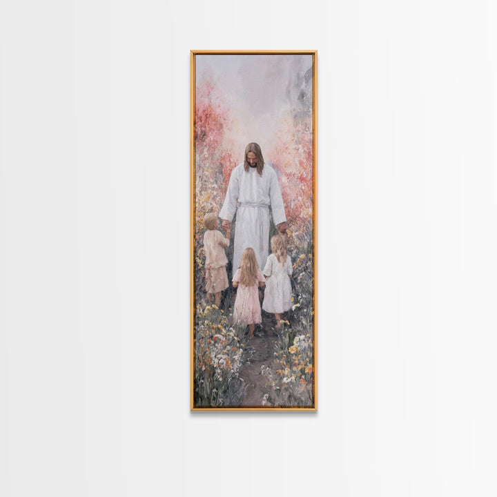 Garden Blessing Light - Framed Canvas Print - Narrow Art - Christian Art - Jesus Painting - Christian Canvas Art - Christian Gift Ideas