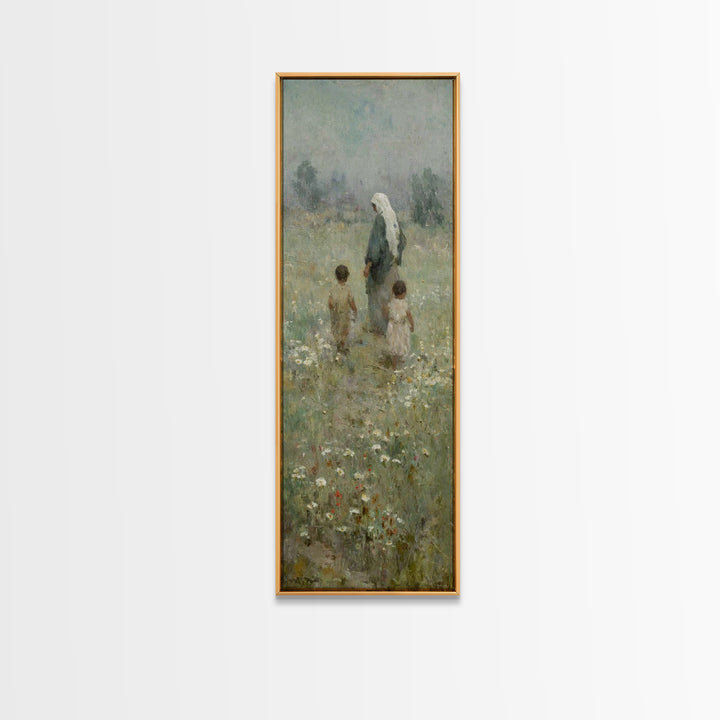Blooming Paths Of Hope - Framed Canvas Print - Tall Skinny Art Print - Christian Art Canvas - Jesus Painting - Christian Wall Art