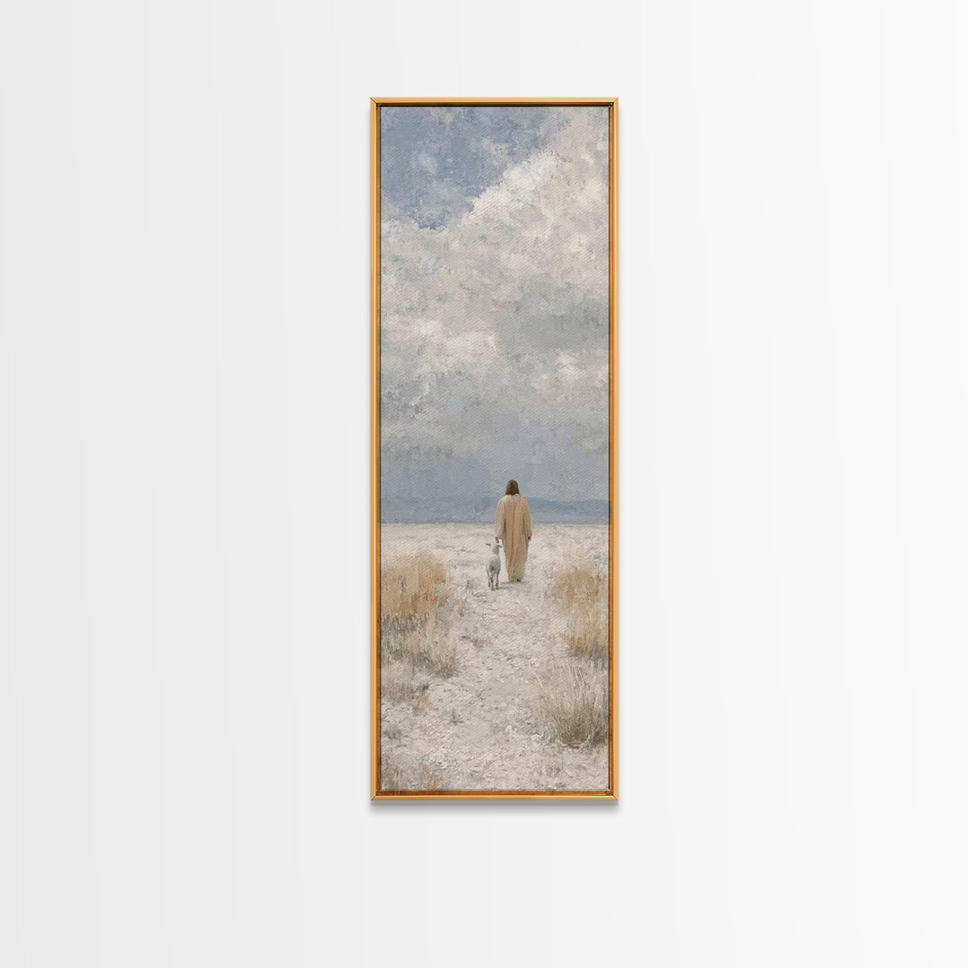 Quiet Shepherd Journey - Framed Canvas Print - Skinny Art - Christian Painting - Christian Art - Jesus Painting - Christian Decor