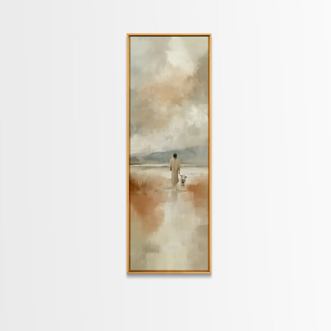 Still Waters Promise - Framed Canvas Print - Narrow Art - Christian Art Canvas - Christian Christmas Art - Jesus Painting - Christian Wall