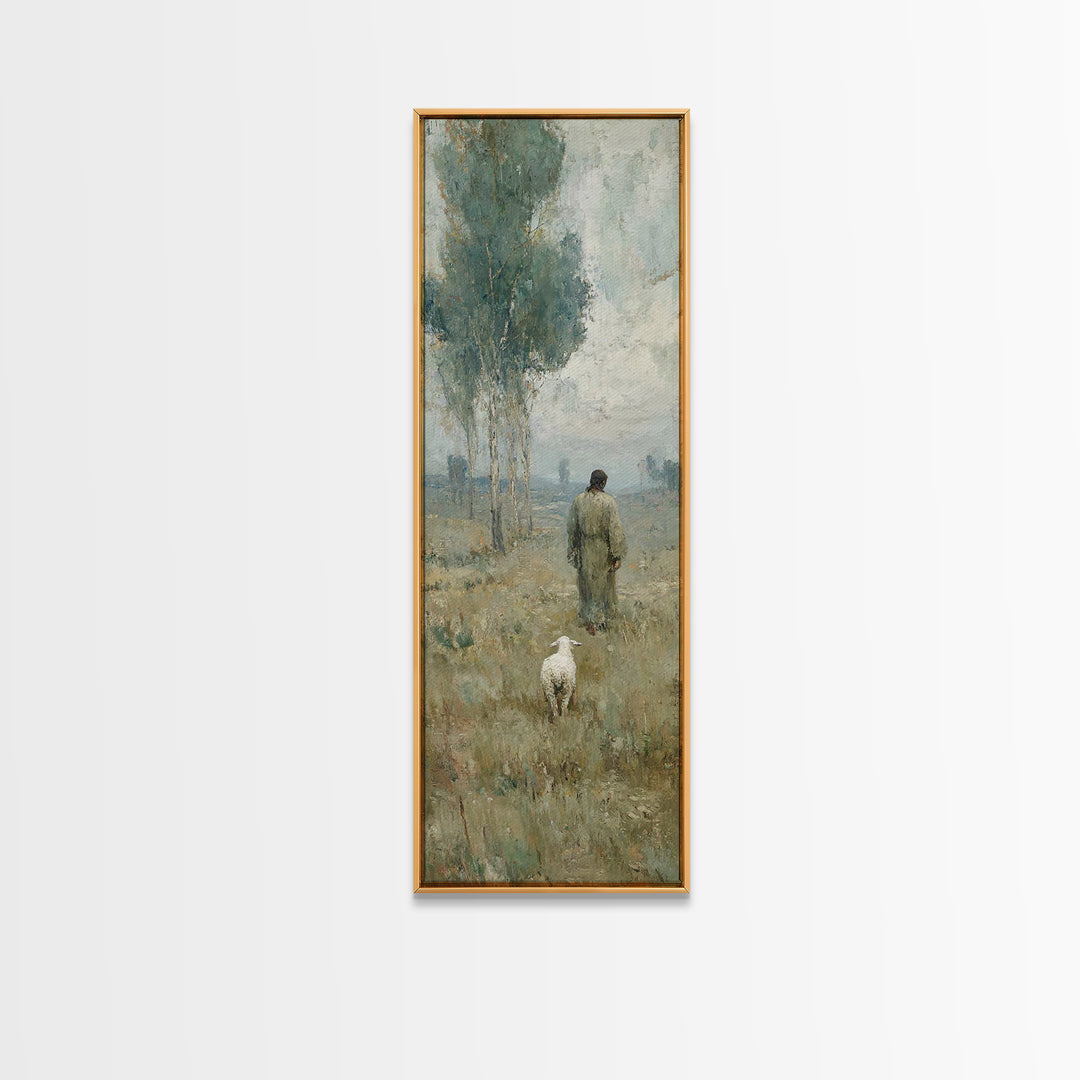 Horizon Of Gentle Peace - Framed Canvas Print - Tall Skinny Art Print - Christian Art - Christian Wall Art - Jesus Painting