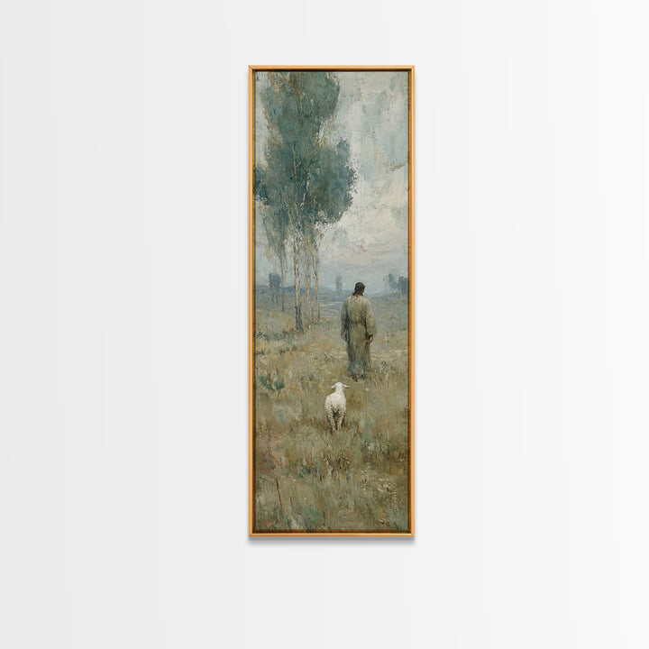 Horizon Of Gentle Peace - Framed Canvas Print - Tall Skinny Art Print - Christian Art - Christian Wall Art - Jesus Painting