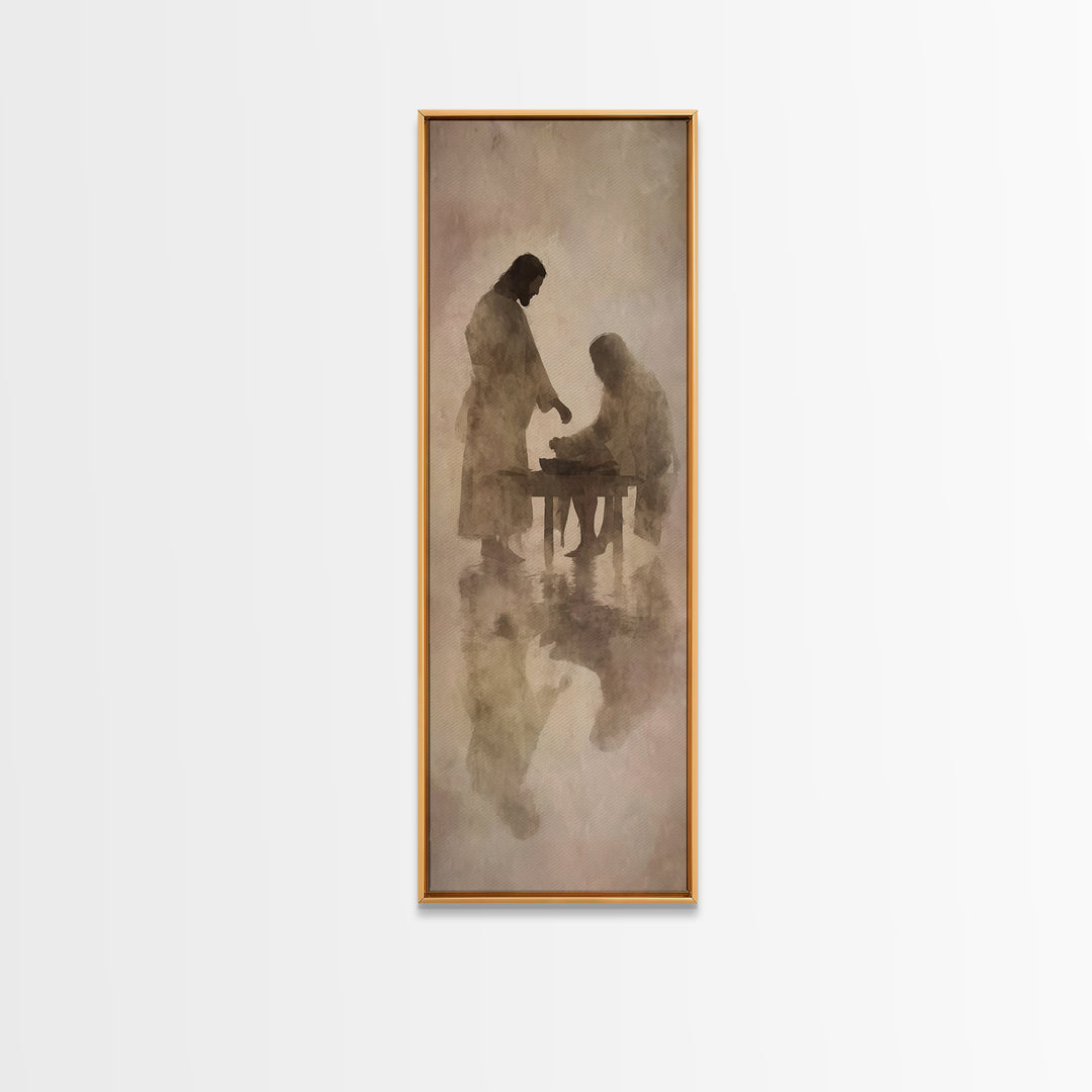 Servant Table Grace | Framed Canvas Print | Christian Art Canvas | Christian Wall Art | Jesus Painting | Christian Gift Ideas | Tall Skinny