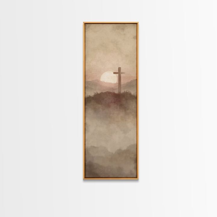 Silent Hill Cross | Framed Canvas Print | Tall Narrow Wall Art | Christian Art Canvas | Christian Wall Art | Subtle Christian Art | Christi