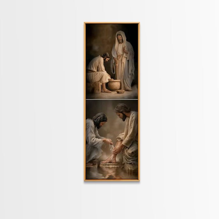 Living Water Moment | Framed Canvas Print | Christian Art Canvas | Christian Wall Art | Jesus Painting | Christian Decorations | Skinny Art