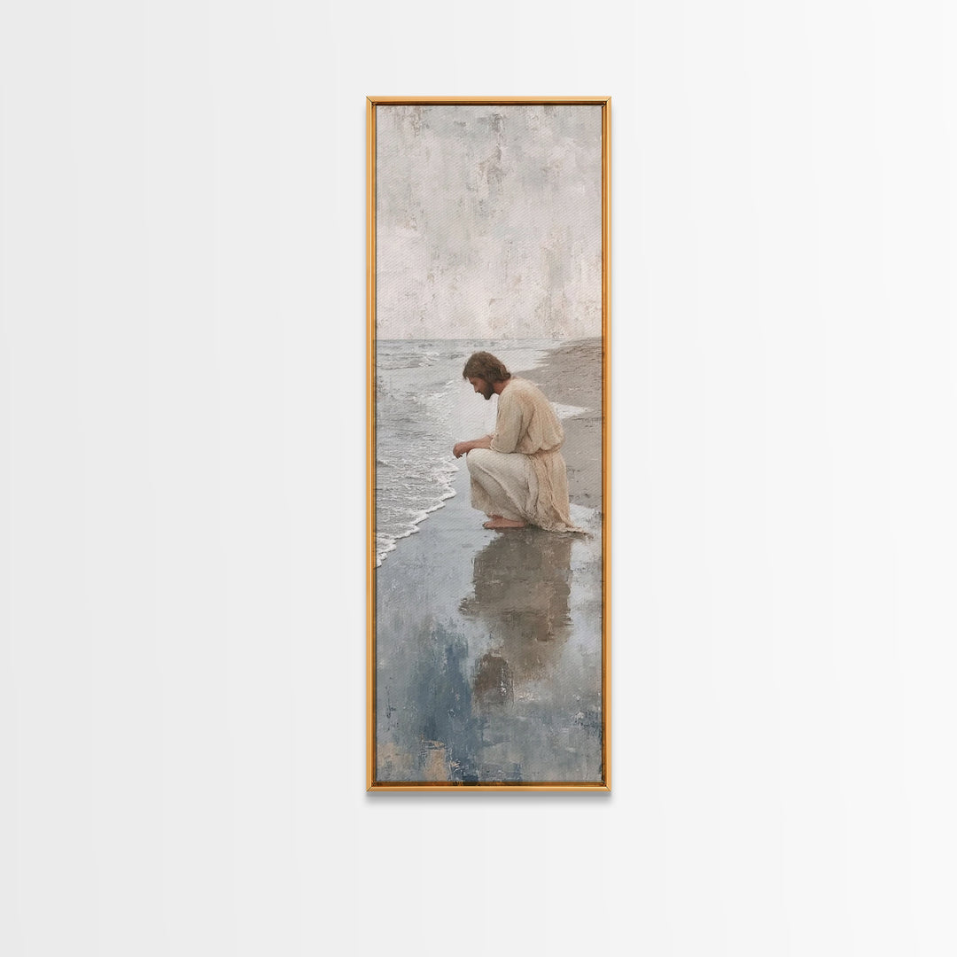 Dawnside Solitude - Framed Canvas Print - Narrow Art - Christian Wall Art - Jesus Painting - Christian Art Canvas - Christian Christmas