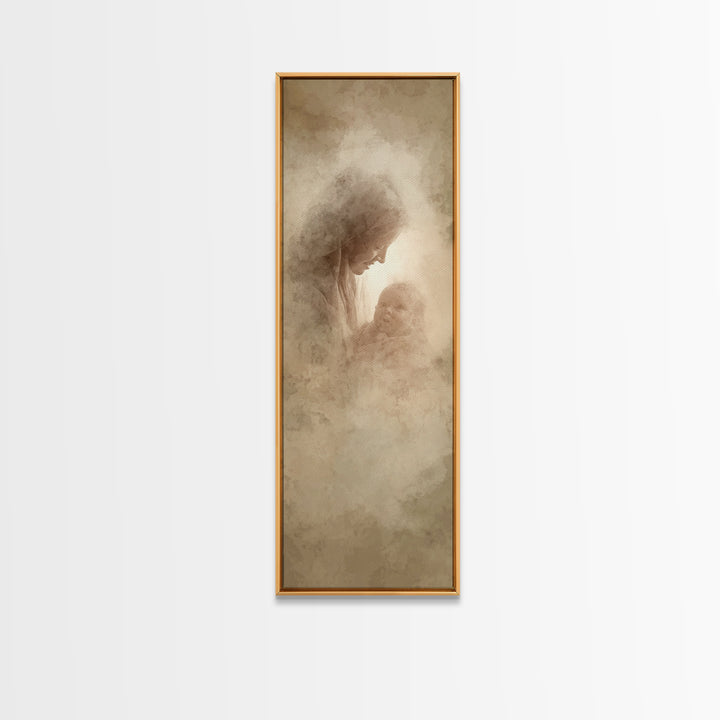 Blessed Glow | Framed Canvas Print | Narrow Art | Christian Wall Art | Christian Art Canvas | Christian Christmas Art | Jesus Art