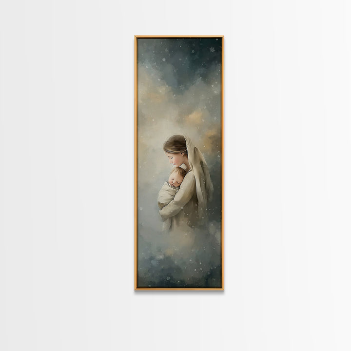 Snowfall Grace | Framed Canvas Print | Tall Narrow Wall Art | Christian Art Canvas | Christian Wall Art | Christian Christmas Art