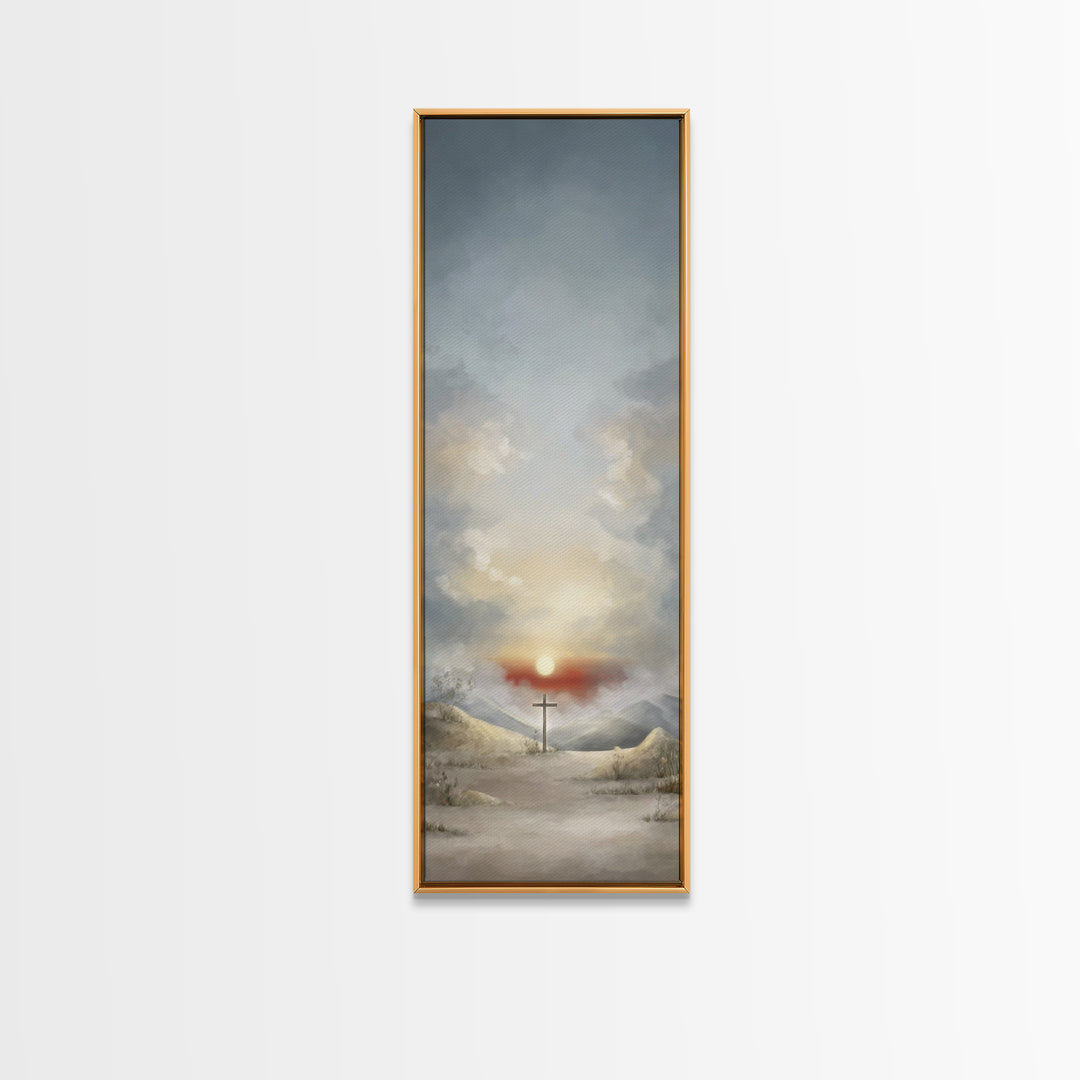 Evening Vigil, Framed Canvas Print, Narrow Art, Christian Art Canvas, Christian Wall Art, Moody Christian Art, Christian Christmas Art, Chr