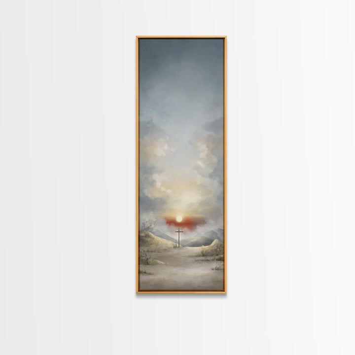 Evening Vigil, Framed Canvas Print, Narrow Art, Christian Art Canvas, Christian Wall Art, Moody Christian Art, Christian Christmas Art, Chr