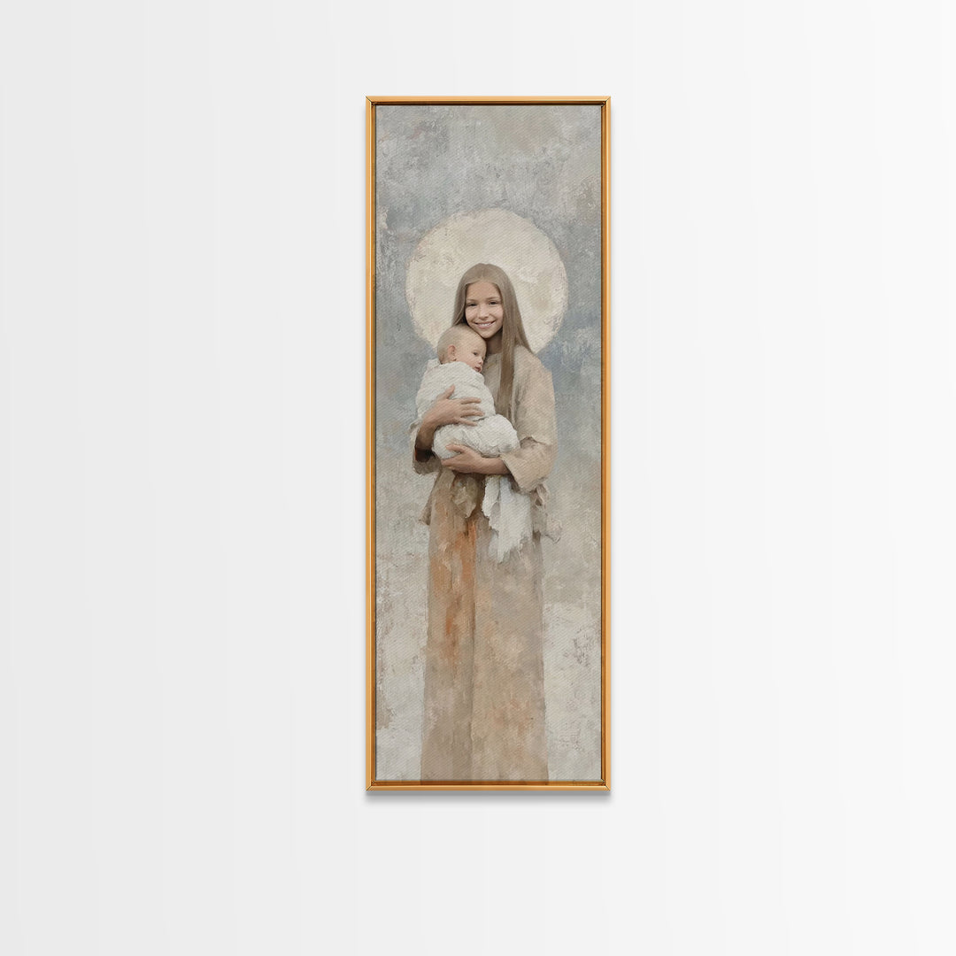 Halo Of Peace | Framed Canvas Print | Tall Skinny Art Print | Christian Art Canvas | Christian Wall Art | Christian Christmas Art