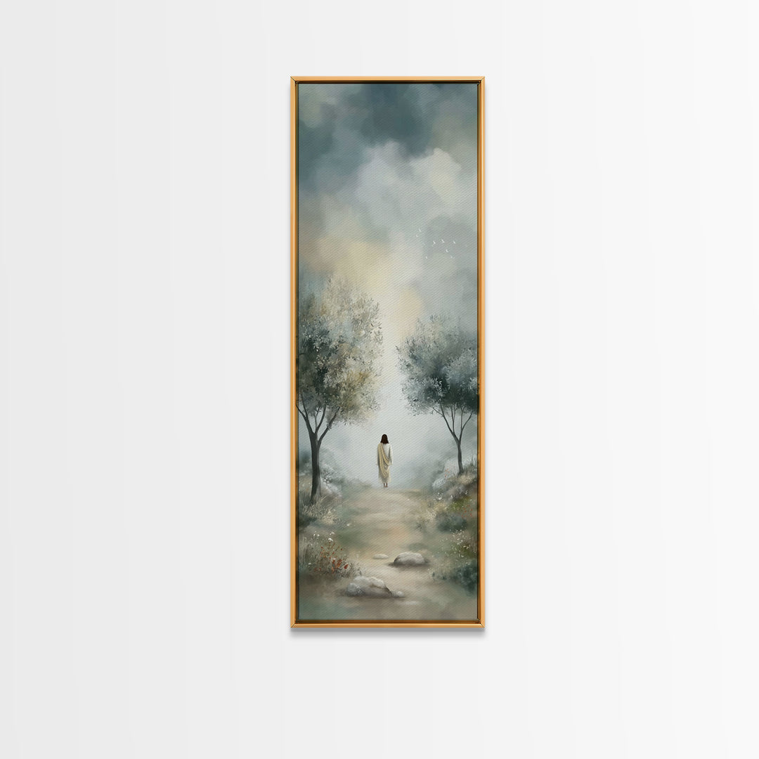 Autumn Savior – Framed Canvas Print – Tall Skinny Art Print – Christian Art – Christian Art Canvas – Christian Wall Art – Christmas Art