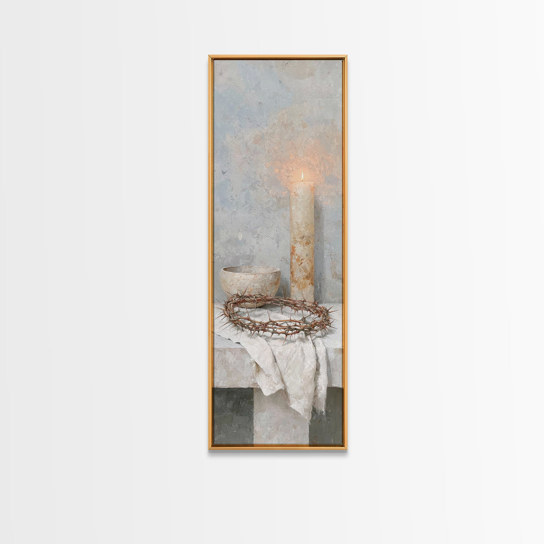 Crown Of Light – Framed Canvas Print – Tall Narrow Wall Art – Christian Art Canvas – Subtle Christian Art – Christian Wall Art – Christian
