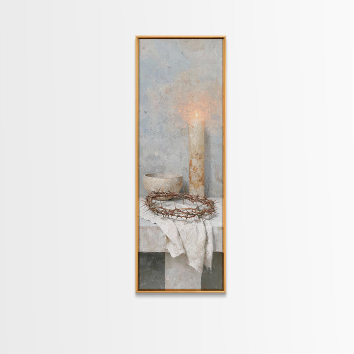 Crown Of Light – Framed Canvas Print – Tall Narrow Wall Art – Christian Art Canvas – Subtle Christian Art – Christian Wall Art – Christian