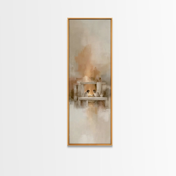 Holy Family Radiance – Framed Canvas Print – Tall Narrow Wall Art – Christian Art Canvas – Modern Christian Art – Christmas Art – Christian