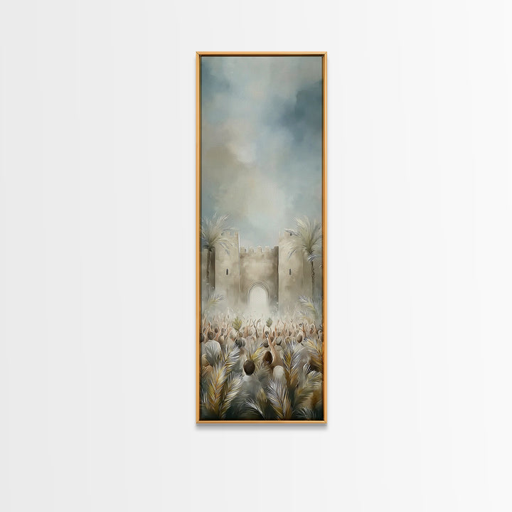 Palm Day Rejoicing – Framed Canvas Print – Tall Skinny Art Print – Christian Art – Christmas Wall Art – Christian Art Canvas – Christian Gi