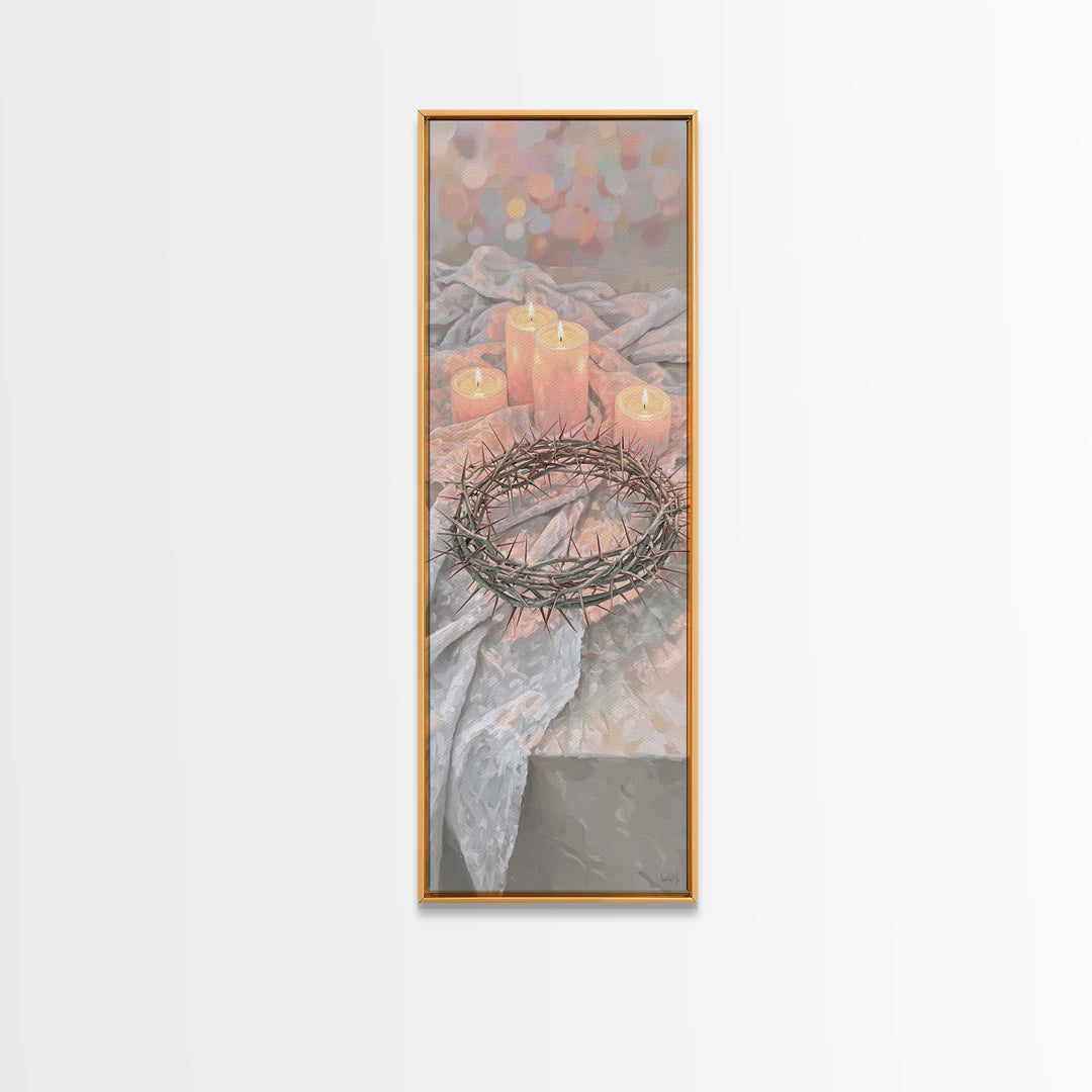 Crown Of Light – Framed Canvas Print – Christian Wall Art – Christian Art Canvas – Christmas Art – Narrow Art – Christian Christmas Art