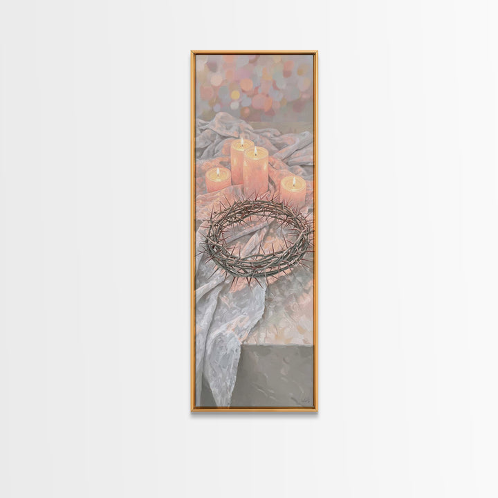 Crown Of Light – Framed Canvas Print – Christian Wall Art – Christian Art Canvas – Christmas Art – Narrow Art – Christian Christmas Art