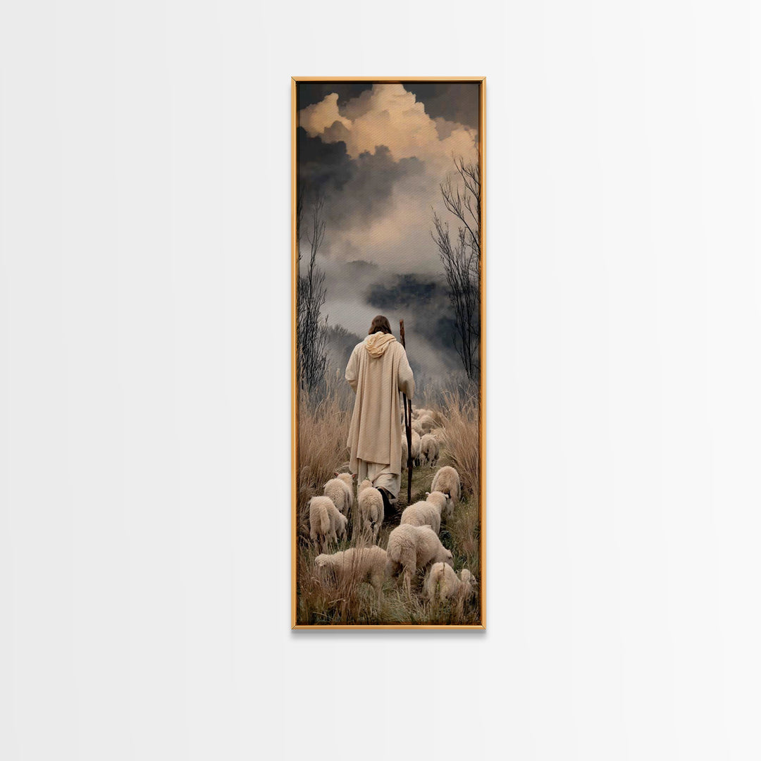 Cloud Valley Guide – Framed Canvas Print – Skinny Art – Christian Painting – Christian Art Canvas – Christian Art – Jesus Painting