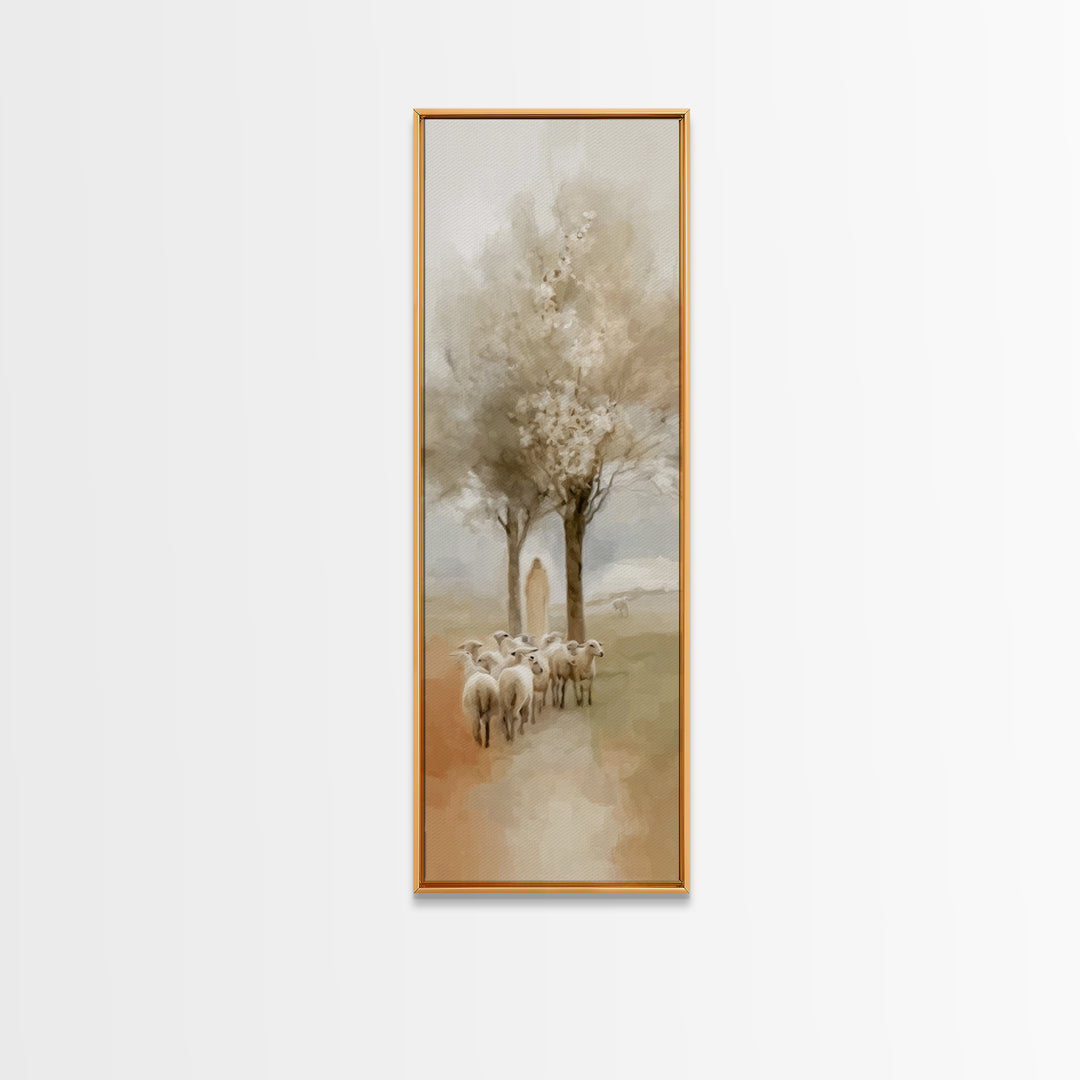 Shepherds Of Peace – Framed Canvas Print – Christian Wall Art – Jesus Painting – Tall Skinny Art Print – Christian Art Canvas – Christmas A