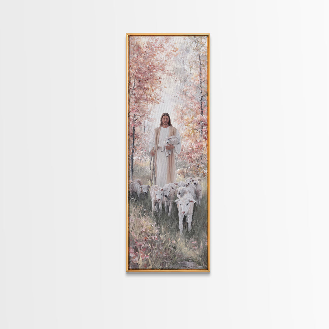 Fields Of Faith, Framed Canvas Print, Christian Art, Tall Skinny Art Print, Jesus Painting, Christian Art Gift, Christmas Art Work