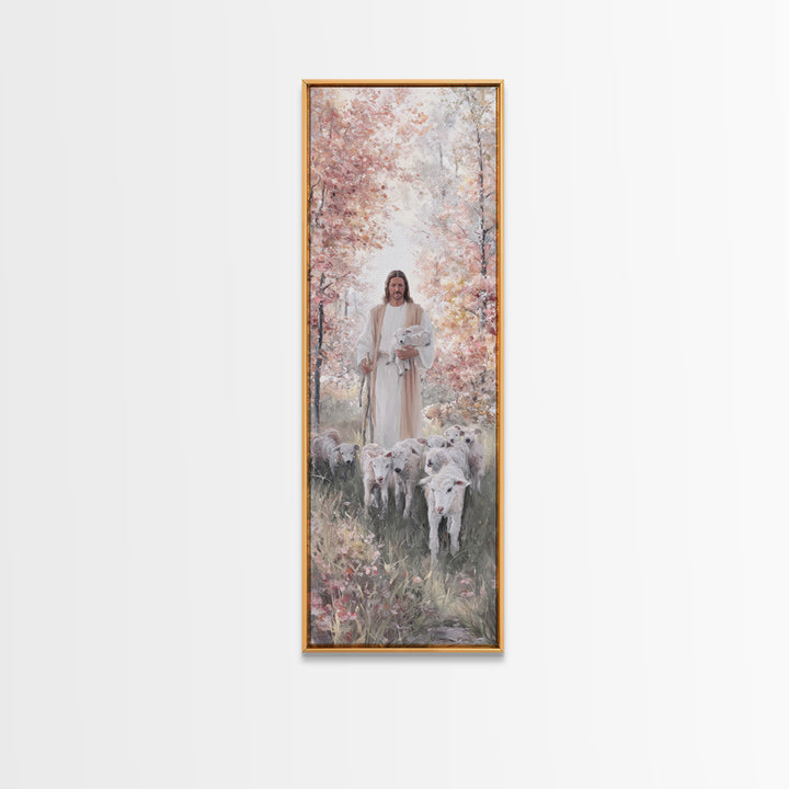 Fields Of Faith, Framed Canvas Print, Christian Art, Tall Skinny Art Print, Jesus Painting, Christian Art Gift, Christmas Art Work
