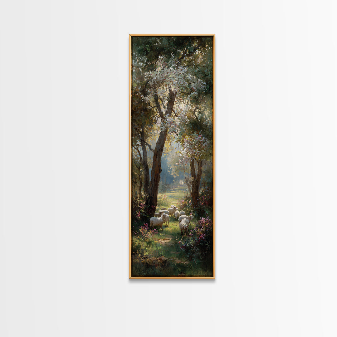 Quiet Shepherd Path | Framed Canvas Print | Christian Decor | Narrow Art | Jesus Wall Art | Christian Art Painting | Christmas TV Art