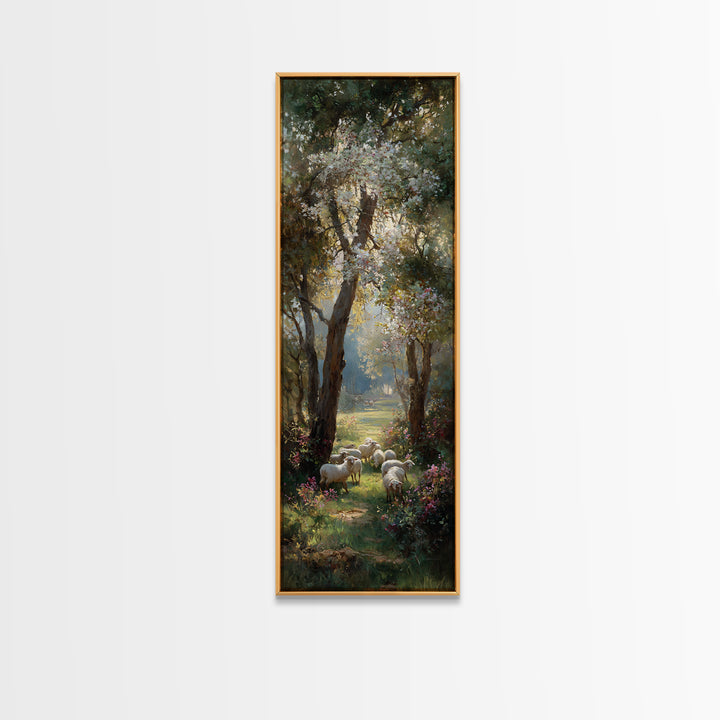 Quiet Shepherd Path | Framed Canvas Print | Christian Decor | Narrow Art | Jesus Wall Art | Christian Art Painting | Christmas TV Art
