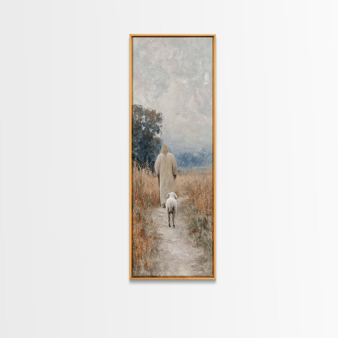 Hopeful Morning Walk - Framed Canvas Print - Christian Wall Art - Narrow Art - Jesus Painting Canvas - Christian Christmas - Christian Art