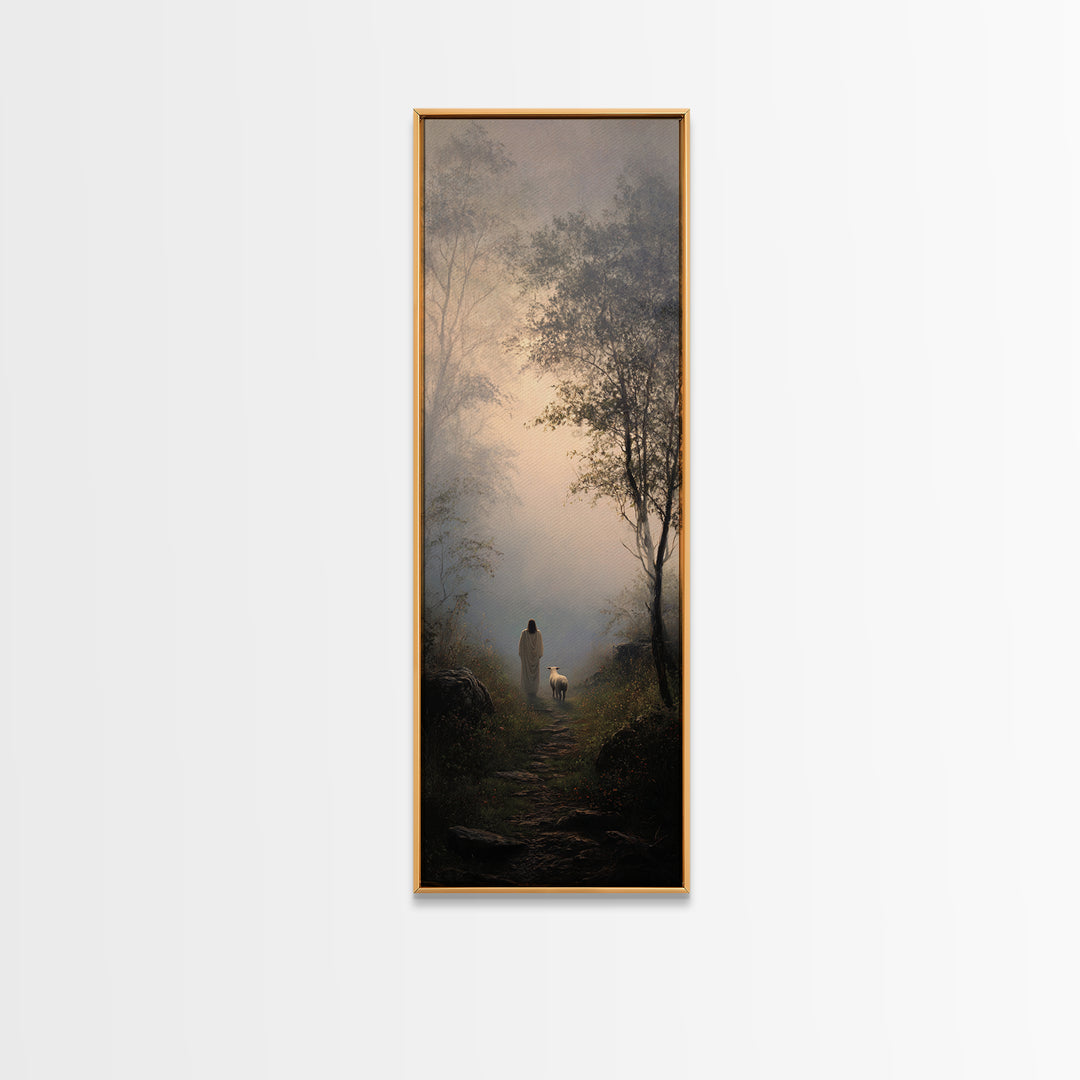 Path Of Gentle Light – Framed Canvas Print – Tall Narrow Wall Art – Christian Wall Art – Jesus Painting – Christian Art Canvas – Christian